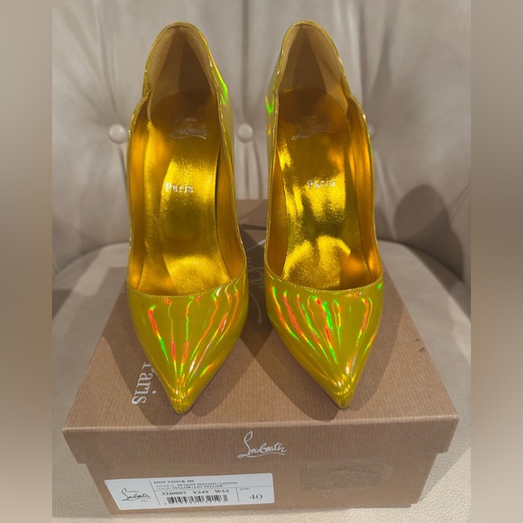 Christian Louboutin Shoes - Christian Louboutin Hot Chick Iridescent Yellow Heels